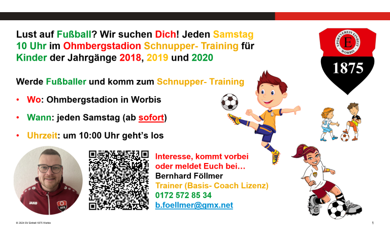 ⚽ Bambini Schnuppertraining – Jeden Samstag 10 Uhr im Ohmbergstadion 🏟️