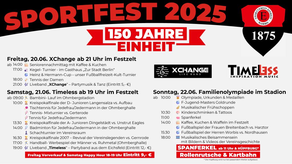 Sportfest 2025 - 150 JAHRE EINHEIT